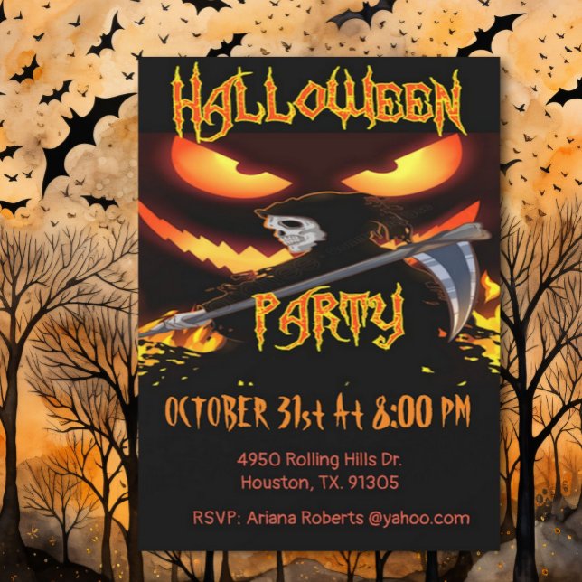 Convites Festa De Halloween De mau E De Receptor Grim (Criador carregado)