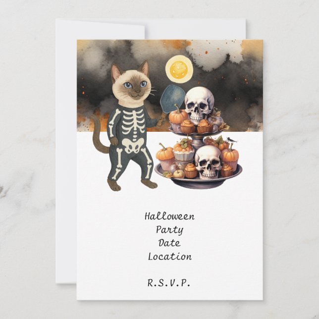 Convites Festa de Halloween de Picleball e Amigos (Frente)