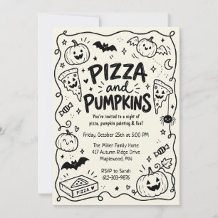 Convites Festa de Halloween de Pizza e Abóboras