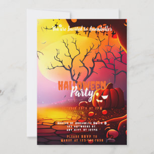 Convites Festa de Halloween de Pumpkins, Moon Cheia