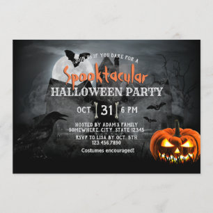 Convites Festa de Halloween de Spookie Pumpkin assombrado