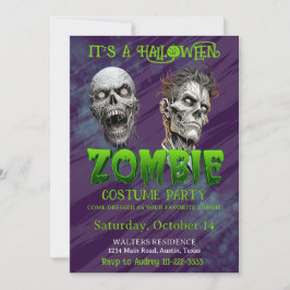 Convites Festa de Halloween de Zumbi Esqueleto Apocalipse S
