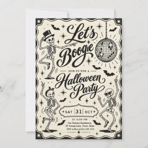 Convites Festa de Halloween Disco Esqueleto Retro