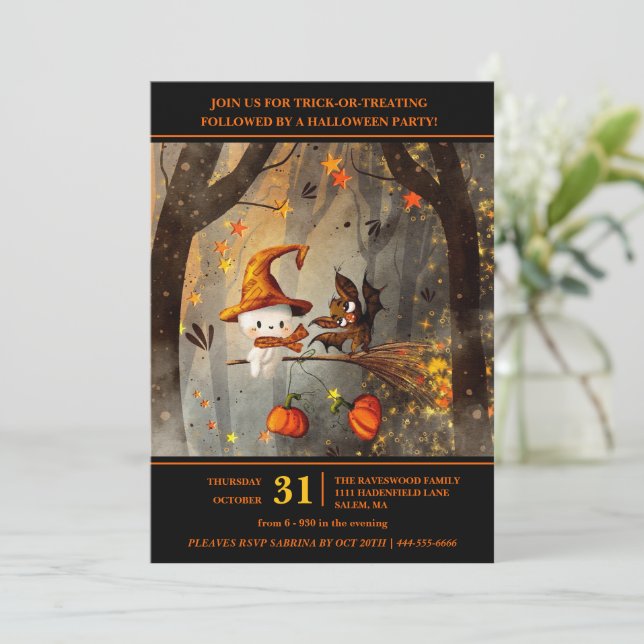 Convites Festa de Halloween Divertida (Em pé/Frente)