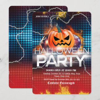 Convites Festa de Halloween do Abóbora Disco Fogo Relâmpago