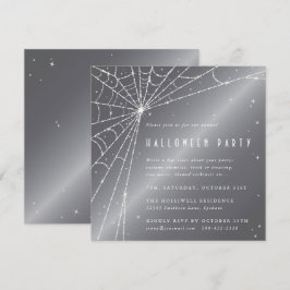 Convites Festa de Halloween do aranha de Cinza de prata
