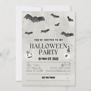 Convites Festa de Halloween do Bats Watercolor