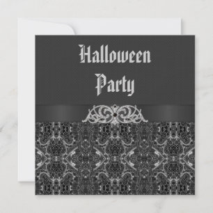 Convites Festa de Halloween do Black & Silver Vintage