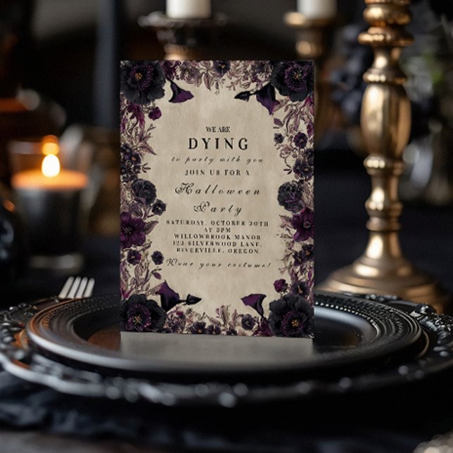 Convites Festa de Halloween do Bloom Roxo Gótico (Criador carregado)