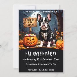 Convites Festa de Halloween do Buldogue Francês