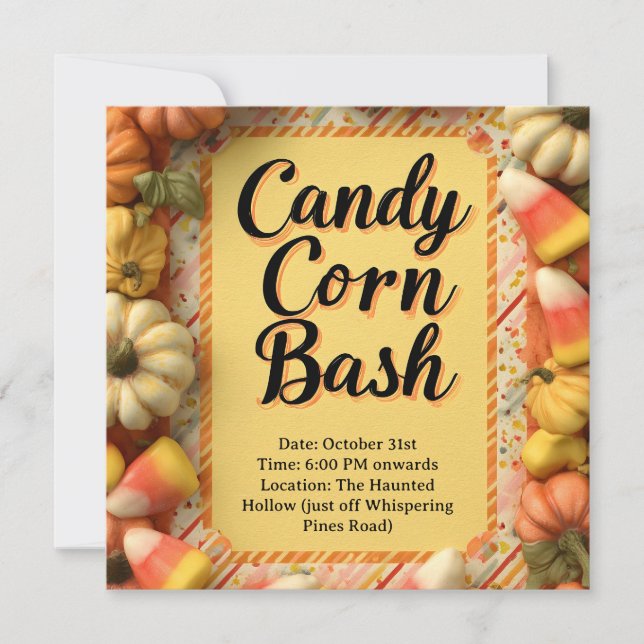 Convites Festa de Halloween do Candy Corn Bash (Frente)