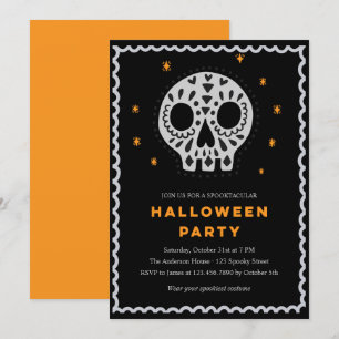 Convites Festa de Halloween do Caveira Whimsso