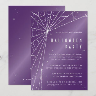 Convites Festa de Halloween do Elegante Roxo Diamond Spider