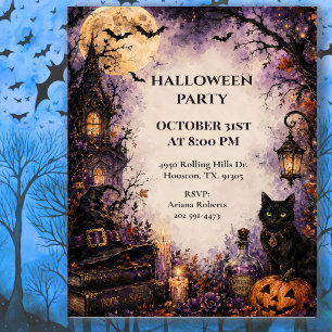 Convites Festa de Halloween do Gato Assustador