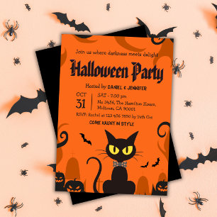 Convites Festa de Halloween do Gato Preto Fantasma Abóbora