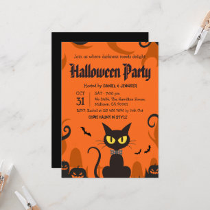 Convites Festa de Halloween do Gato Preto Fantasma Abóbora