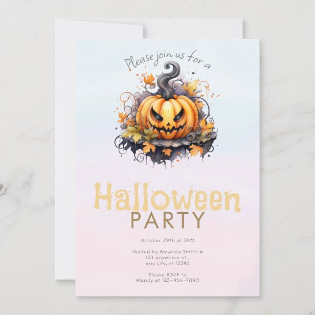 Convites Festa de Halloween do Jack-O' Lantern Assustador (Frente)