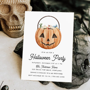 Convites Festa de Halloween do Jack-O-Lantern em Aquarela F