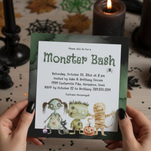 Convites Festa de Halloween do Monstro Bonito e Spooky