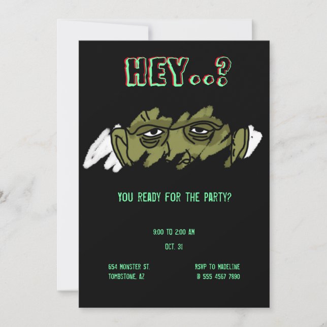 Convites Festa de Halloween Do Monstro De Frankenstein (Frente)