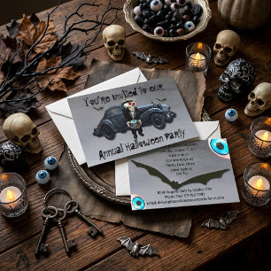 Convites Festa de Halloween do Old Man Car Smokey Road