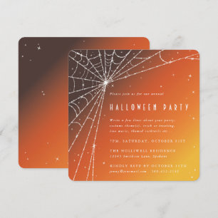 Convites Festa de Halloween do Orange Diamond Spider