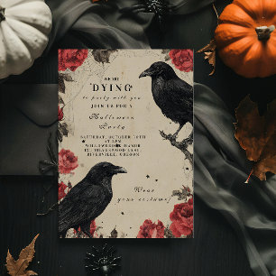 Convites Festa de Halloween do Rosa de Raven Gótica