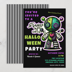 Convites Festa de Halloween do Urso Voodoo Estranho e Incom