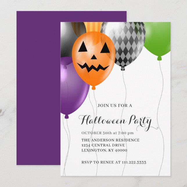 Convites Festa de Halloween Elegante  (Frente/Verso)