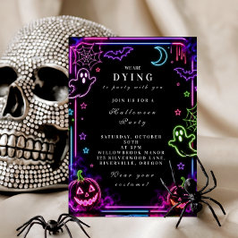 Convites Festa de Halloween Elegante com Neon Brilhante no