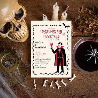 Convites Festa de Halloween Elegante e Retro Costumes