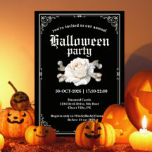 Festa de Halloween Elegante Preta com Rosa Pratead