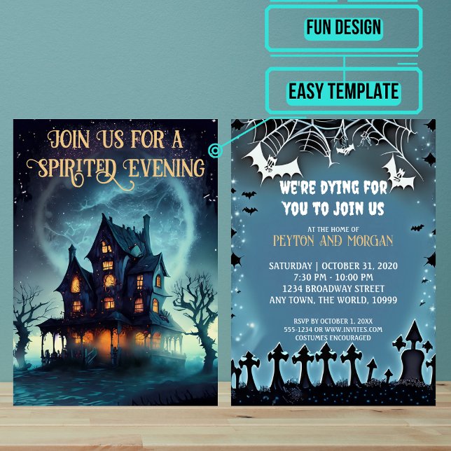 Convites Festa de Halloween em Casa Assombrada Assustadora (Use these awesome invitations to get your guest in the mood right away. )