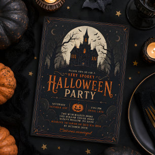 Convites Festa de Halloween em Casa Assombrada em Estilo Gó