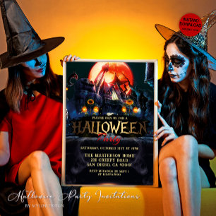 Convites Festa de Halloween em Casa Assombrada para Adultos