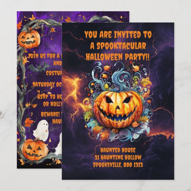 Convites Festa de Halloween Espetacular (Frente/Verso)
