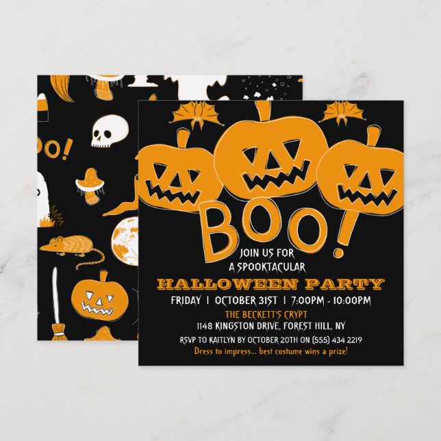 Convites Festa de Halloween Espetacular (Frente/Verso)