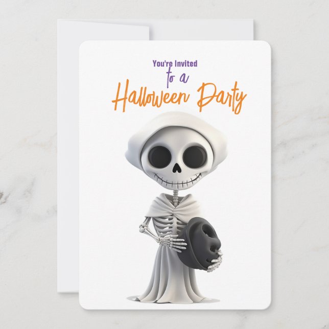 CONVITES FESTA DE HALLOWEEN ESQUELETO CHIC (Frente)