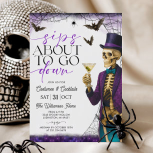 Convites Festa de Halloween Esqueleto com Bebidas Prontas p