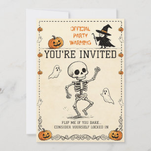 Convites Festa de Halloween Esqueleto Vintage Boo