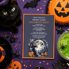 Convites Festa de Halloween Fantasia de Gato Preto para Cri