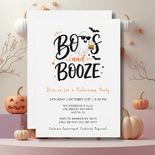 Convites Festa de Halloween Fantasma Boos & Bebidas Elegant