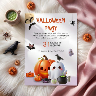 Convites Festa de Halloween Fofo e Assustador