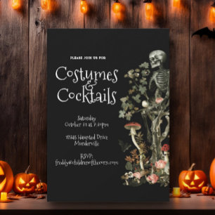 Convites Festa de Halloween Fumaça Preta e Cocktails Floral