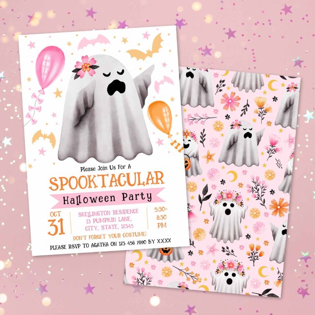 Convites Festa de Halloween Ghost Spooktacular Cujo Fantasm (Cute Ghost Spooktacular Kids Halloween Party Invitation)