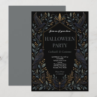 Convites Festa de Halloween Gótica do Corvo Escuro