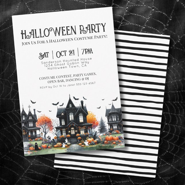 Convites Festa de Halloween Gótica Vintage (Vintage Gothic Halloween Party Invitation)