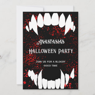 Convites Festa de Halloween Gótico Salpico de Sangue Vampir