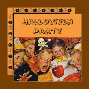 Convites Festa de Halloween Infantil Vintage Fantasia retrô