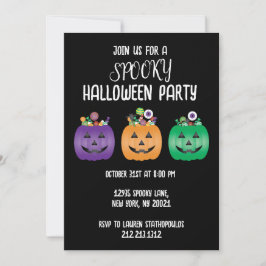 Convites Festa de Halloween Jack O Lanterna Candy Pail